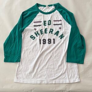 Green and White Long Sleeve Concert Tee